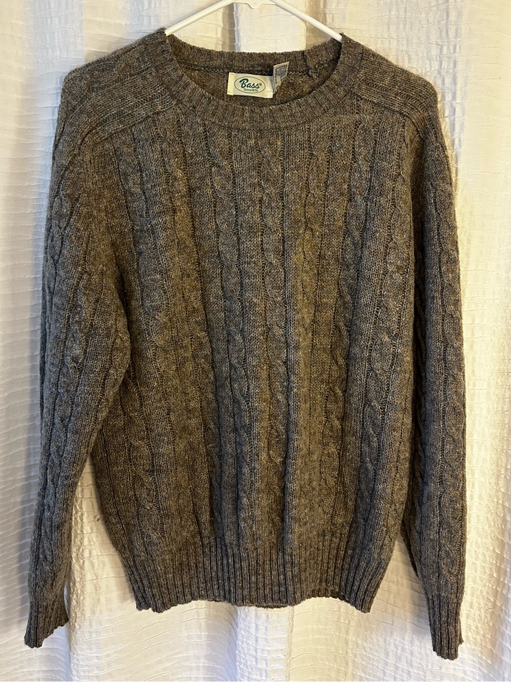 Vintage Bass Wool Cable-Knit Crewneck Sweater